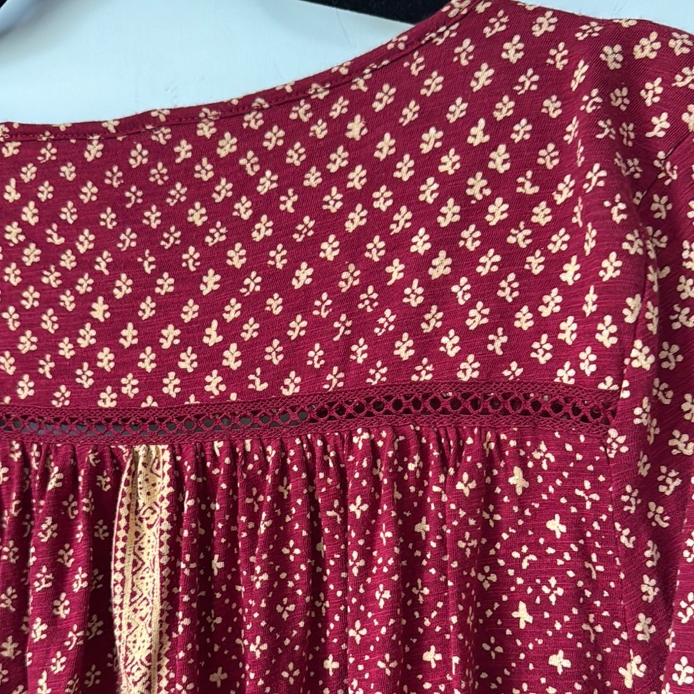 Lucky Brand 3/4 Sleeve Tie Front Blouse Size Large - Picture 8 of 12